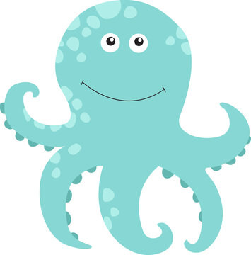 Cute octopus. Sea animal. Blue cartoon octopus. cartoon character	