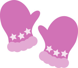 Gloves of pink yarn.