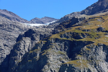 Mauvoisin reservoir located in Val de Bagnes, Valais with concrete arch dam, Switzerland