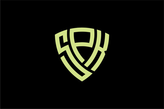 SPK creative letter shield logo design vector icon illustration