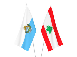 Fototapeta na wymiar Lebanon and San Marino flags