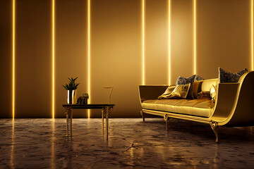 イメージ素材: おしゃれでゴージャスな金色の家具のインテリアのイメージ	generative ai	