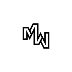 Outline Letter MW or WM Logo