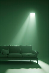 イメージ素材: おしゃれでモダンな緑色の家具のインテリアのイメージ	generative ai	