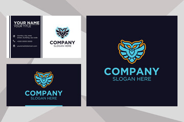 Abstract owl logo suitable for company with business card template