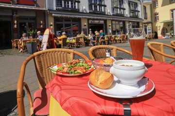 A place for a break in a street cafe in Cochem, Rhineland Palatinate - Germany