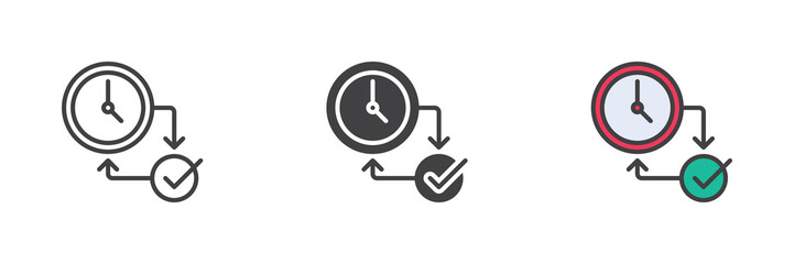 Punctuality different style icon set