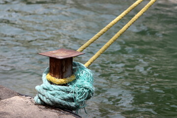 Fototapeta premium Berth on the shore for mooring boats and yachts.