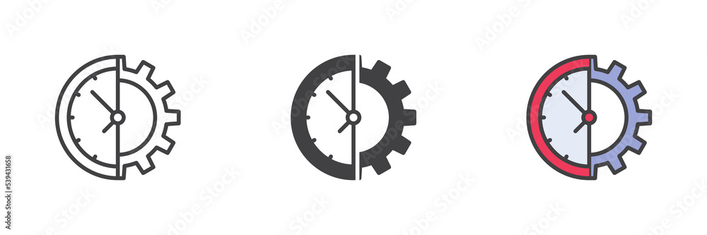 Poster gear timer different style icon set