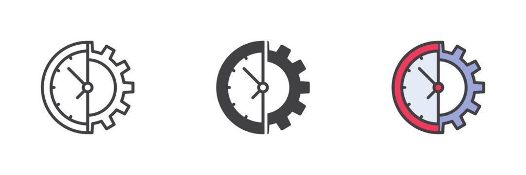 Gear timer different style icon set
