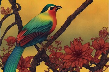 Fototapeta premium bird on the tree