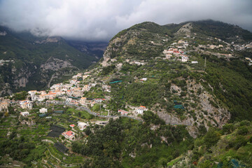 Fototapeta na wymiar Panorama of the hills around Ravello on the Amalfi Coast, Italy