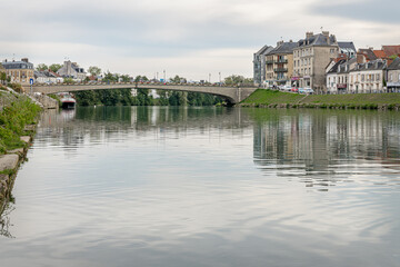Fototapeta na wymiar Pont Aspirant de Rouge - Rue Carnot Bridge over the River Marne in Chateau Thierry France