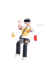 3D Man Wearing VR Glasses Shopping In The Metaverse