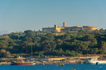 Fortress on a hill of Valletta,  Malta
