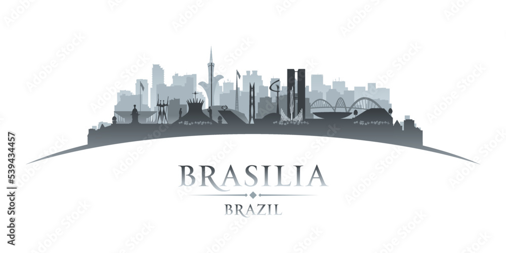 Wall mural brasilia brazil city silhouette white background - Wall murals
