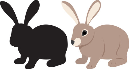 rabbit, hare silhouette design isolated