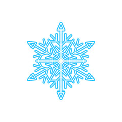 Simple snowflake made of blue lines. Festive decoration for New Year and Christmas, symbol of winter, element for design. Vector illustration