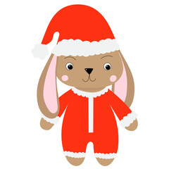 cute santa bunny isolated vector