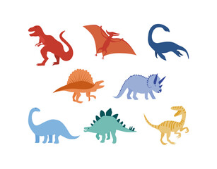 hand drawn cartoon dinosaurs set stock vector in various color collection