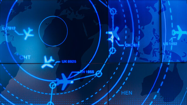 Simulation screen showing various flights for transportation and passengers.
