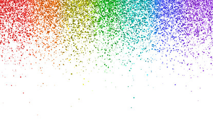 Rainbow falling glitter particles isolated PNG