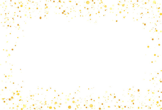 Border frame yellow gold glitter confetti isolated PNG