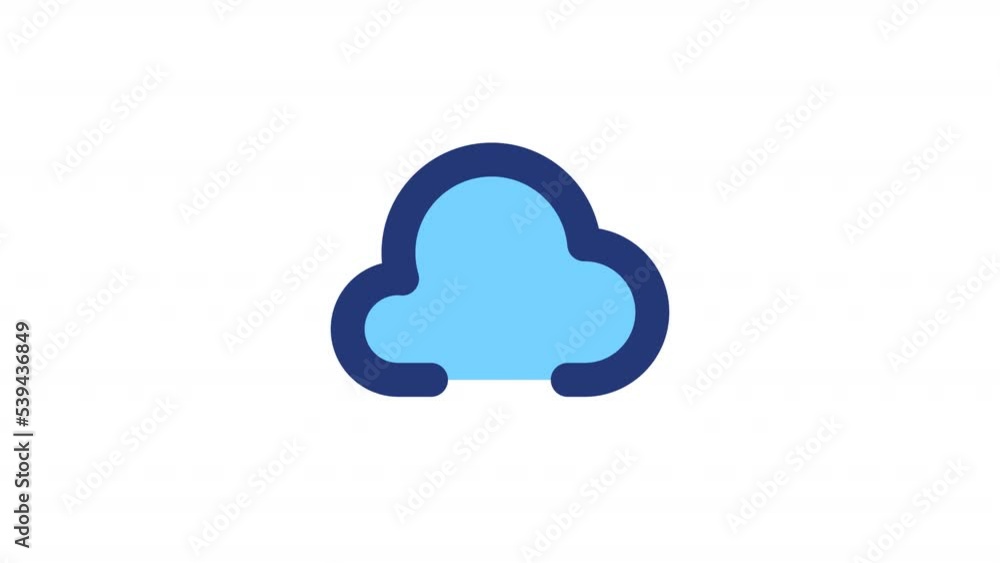 Poster animated cloud upload color ui icon. data storage. wireless file sharing. computing. seamless loop h