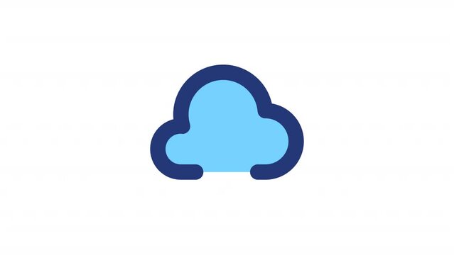 Animated cloud upload color ui icon. Data storage. Wireless file sharing. Computing. Seamless loop HD video with alpha channel on transparent background. Simple filled line RGB pictogram animation