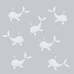 Pattern whales on a gray background