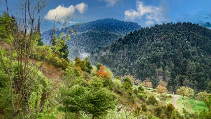 Landscape view of mountains in Arkadia, Greece.Nature, Green landscapes.