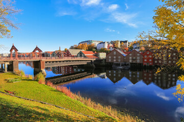 Fototapeta na wymiar The Old Bridge ( den Gamle Bybro) in Trondheim, Norway