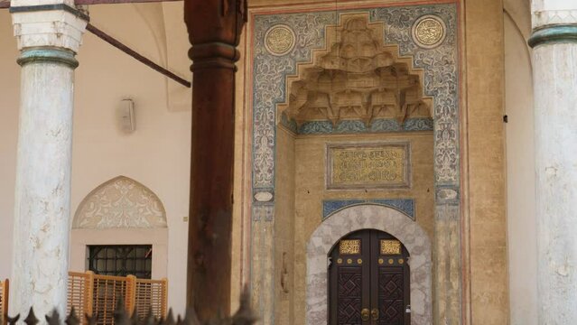 Entrance with Arabic inscriptions at Gazi Husrev-beg Mosque, Sarajevo, Dolly