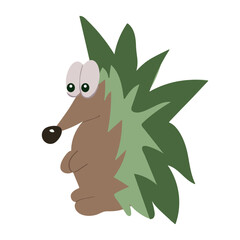 Hedgehog isolated on white background. Forest animal. Vector illustration