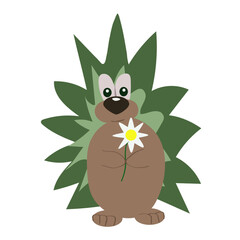 Hedgehog isolated on white background. Forest animal. Vector illustration