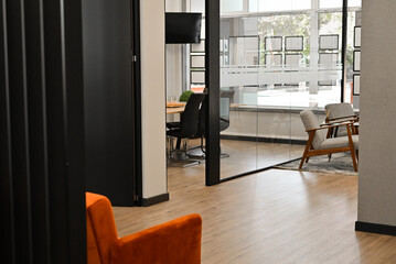 Modern design office interior without people.