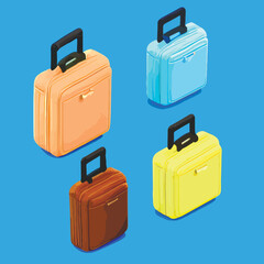 Set of travel's bag. journey baggage, suitcases, voyage case, trip handle, handbag