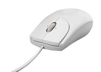 Computer mouse with wire isolated on white background
