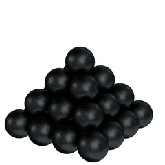 3d rendering illustration of a stack of cannon balls