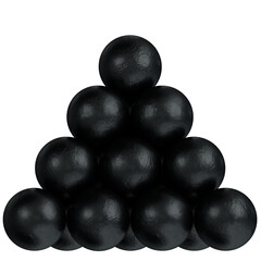 3d rendering illustration of a stack of cannon balls