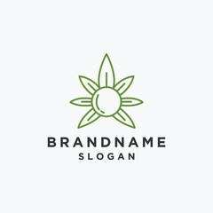 Cannabis sun logo template vector illustration design