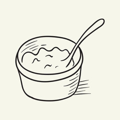 A plate of porridge. Hand drawn vector illustration