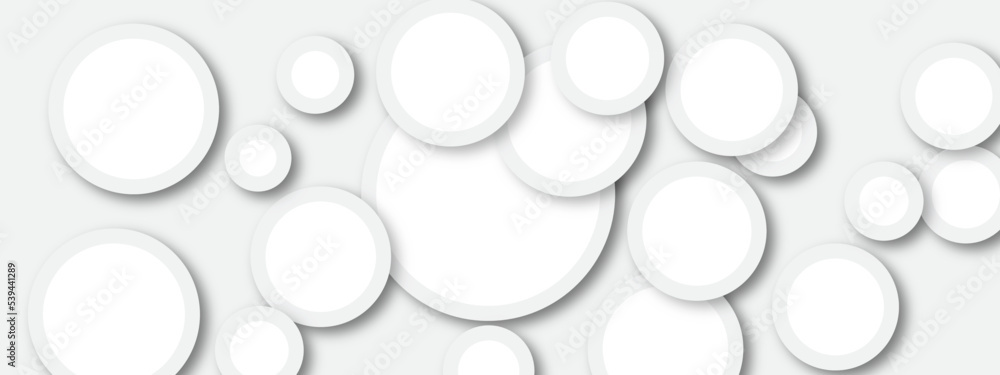 Poster abstract white and grey geometric overlapping circle background with shadow. vector illustration. yo