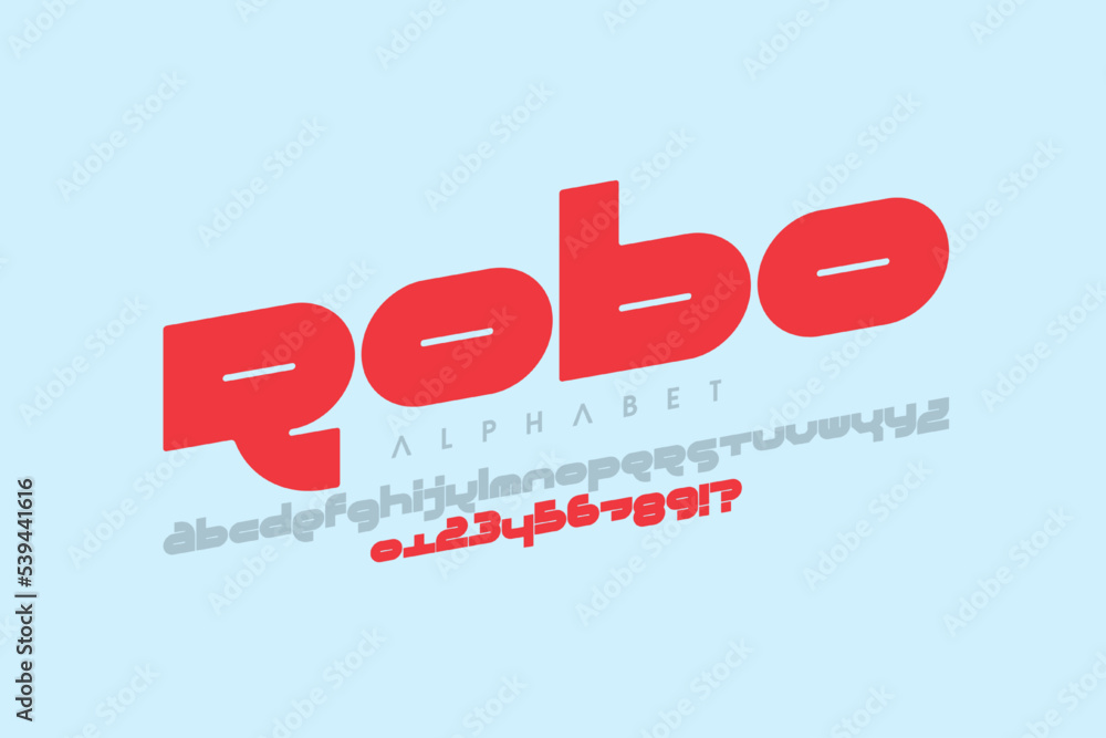 Poster modern lowercase style font design, alphabet letters and numbers vector illustration