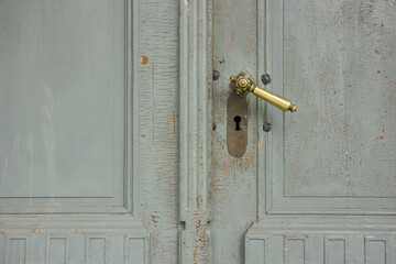 Ramava manor vintage copper door handle. Latvia, Europe.