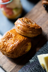 Pastries on wooden board