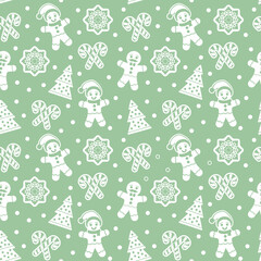 Christmas seamless pattern with gingerbread man cookies