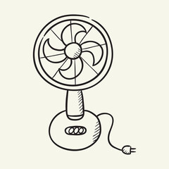 Electric fan. Hand drawn vector illustration.