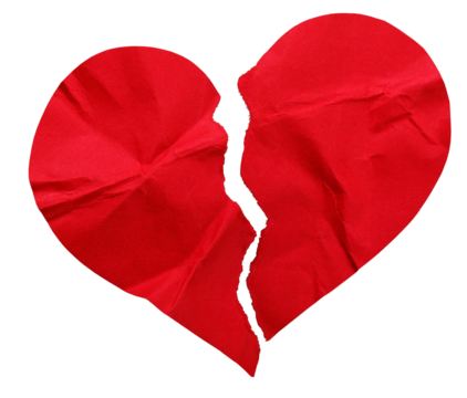 Close-up of broken red heart for Valentines Day background