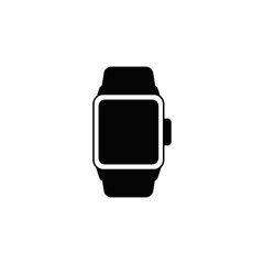 Smart Watch icon in black flat glyph, filled style isolated on white background